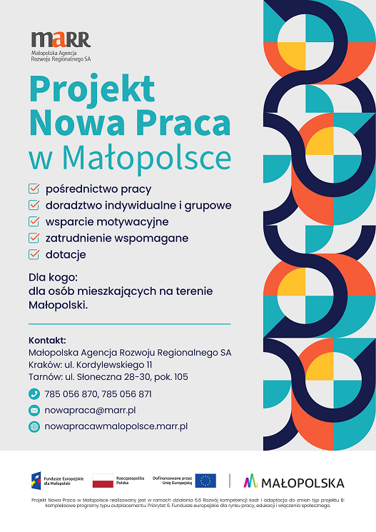 Plakat projektu Nowa Praca w Małopolsce