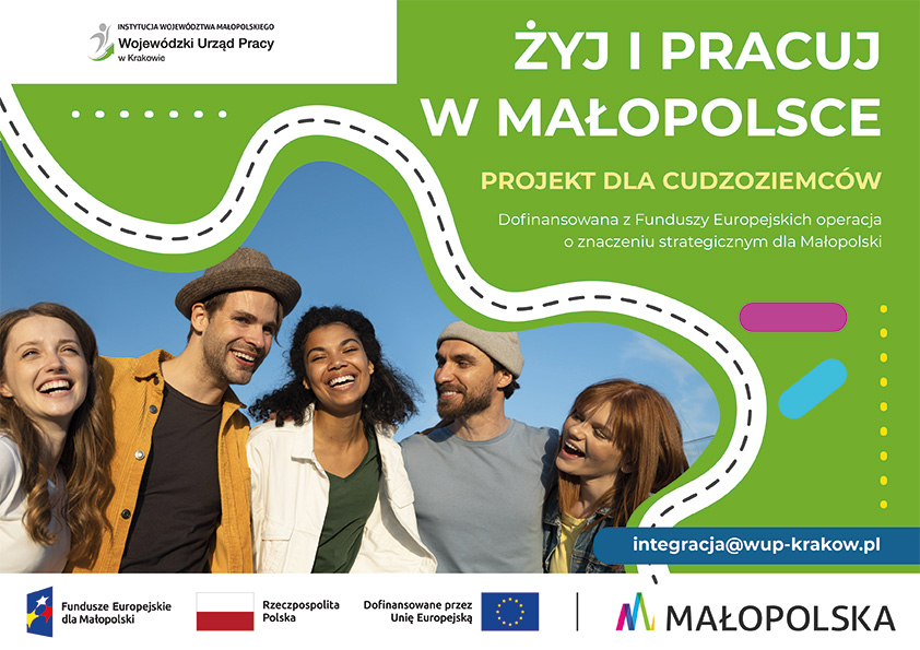 Baner projektu Żyj i pracuj w Małopolsce (etap 1)