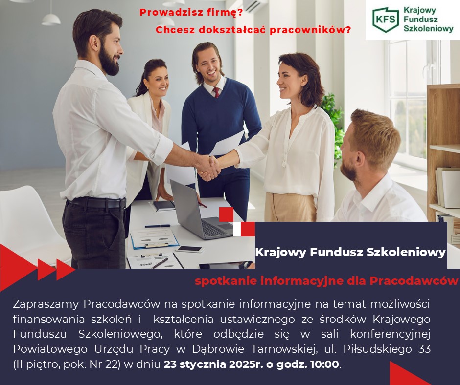 Krajowy Fundusz Szkoleniowy - spotkanie informacyjne dla Pracodawców