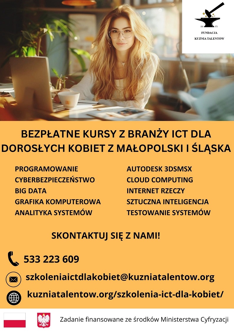 PLAKAT PROMOCYJNY bezpłatne kursy dla kobiet