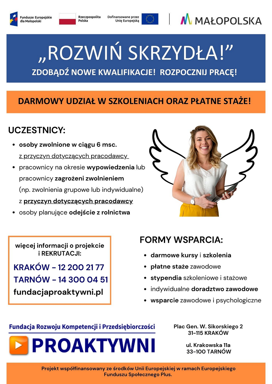 Zdjęcie artykułu Zaproszenie do udziału w projekcie pn. ROZWIŃ SKRZYDŁA