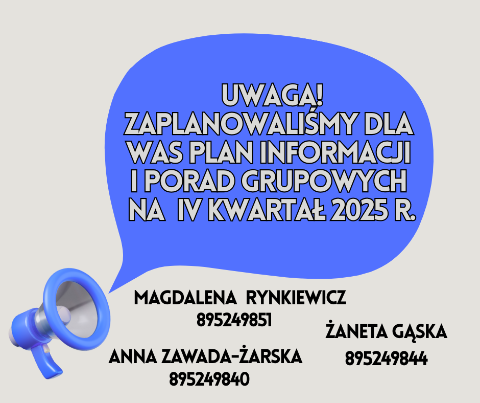 Zdjęcie artykułu Plan informacji i porad grupowych na IV kwartał 2025 r.